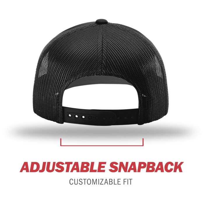 Solid Black, Richardson Unisex 112 Trucker Adjustable Snapback Baseball Cap, One Size Fits Most - Image 4