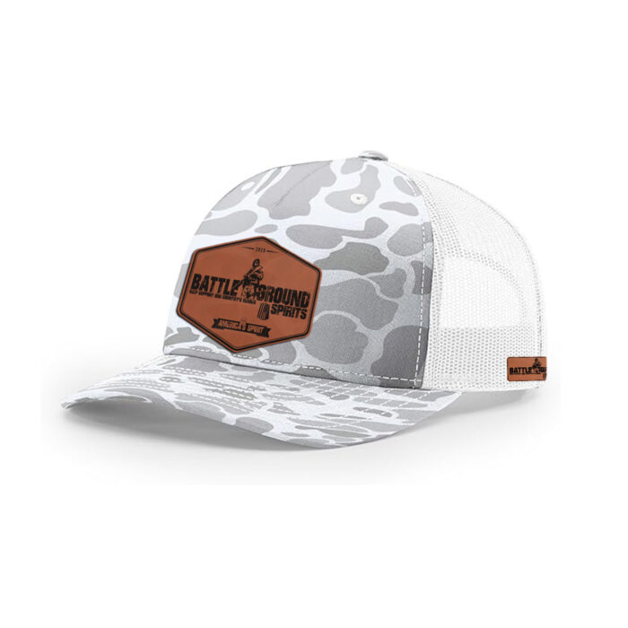 Blizzard Duck Camo, Richardson 112 Trucker Hat - 5 Panel Premium Adjustable Snapback Hat - Structured