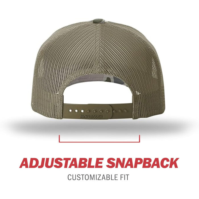 Marsh Duck Camo, Richardson 112 Trucker Hat - 5 Panel Premium Adjustable Snapback Hat - Structured - Image 4